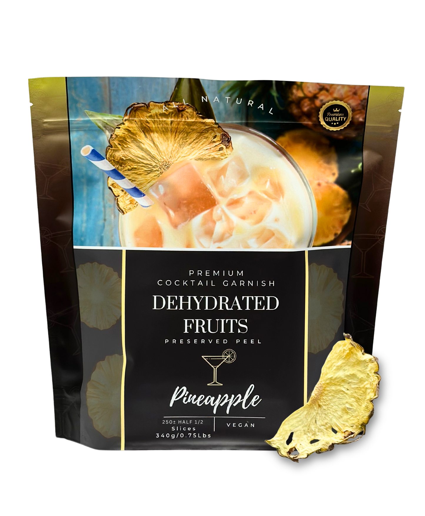 Bulk Dried Pineapple Slices HALFS | 150± Servings | Preserved Peel Premium DRIED FRUITS | BULK SIZE | for Luxury Cocktail Garnishes for Bars and Home Hosts.
