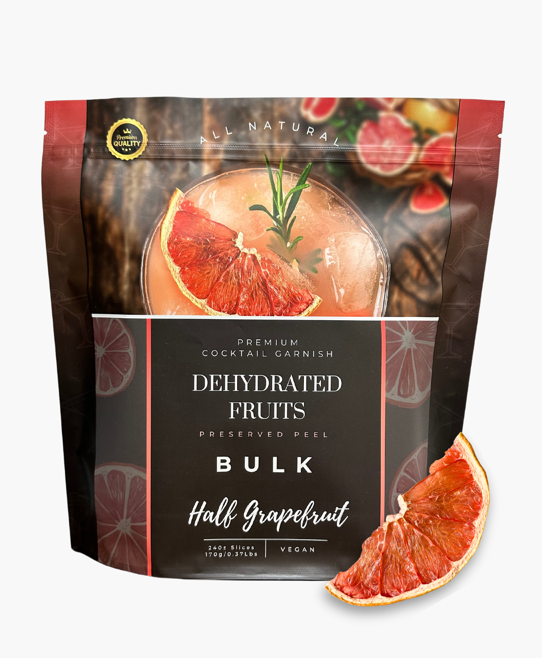 Dehydrated Half Grapefruit Slices – BULK SIZE | 240± Slices | DRIED FRUITS for Cocktail Garnishes & More
