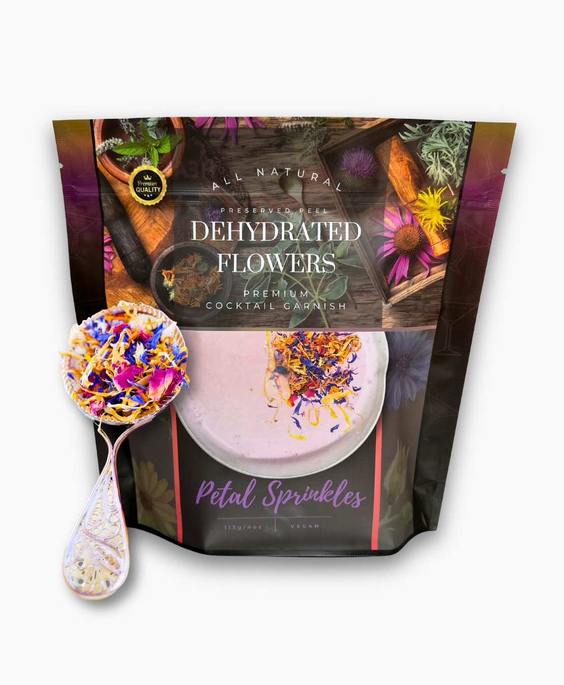 Dried Flower Mix - Petal sprinkles | 150± creations | BULK SIZE | EDIBLE PETALS for Cocktail Garnish, Cake Decor & Biodegradable Wedding Confetti.