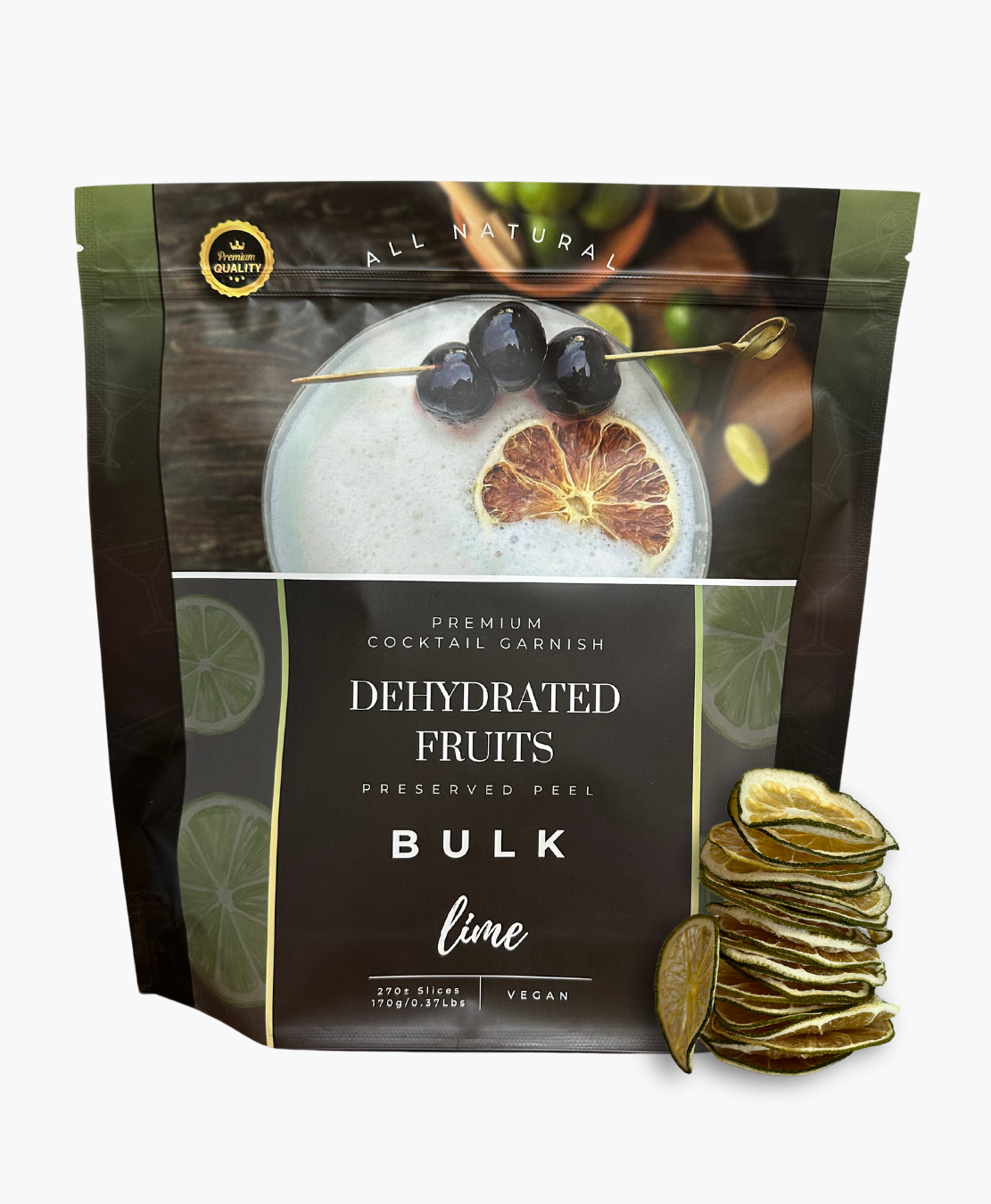 Dehydrated Lime Slices – BULK SIZE | 270± Slices | DRIED FRUITS for Cocktail Garnish & More