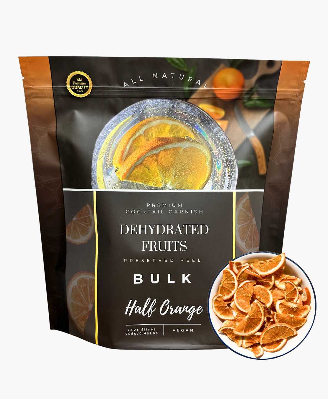 Dehydrated Half Orange Slices – BULK SIZE | 240± Slices | DRIED FRUITS for Cocktail Garnish & More