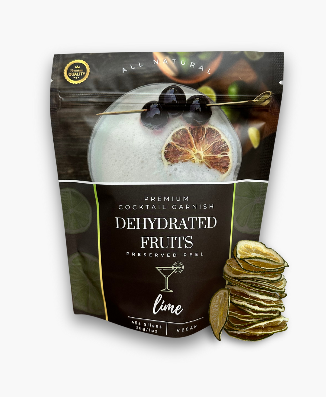 Dehydrated Lime for cocktails | 45± Slices | DRIED FRUITS for Cocktail Garnishes & More