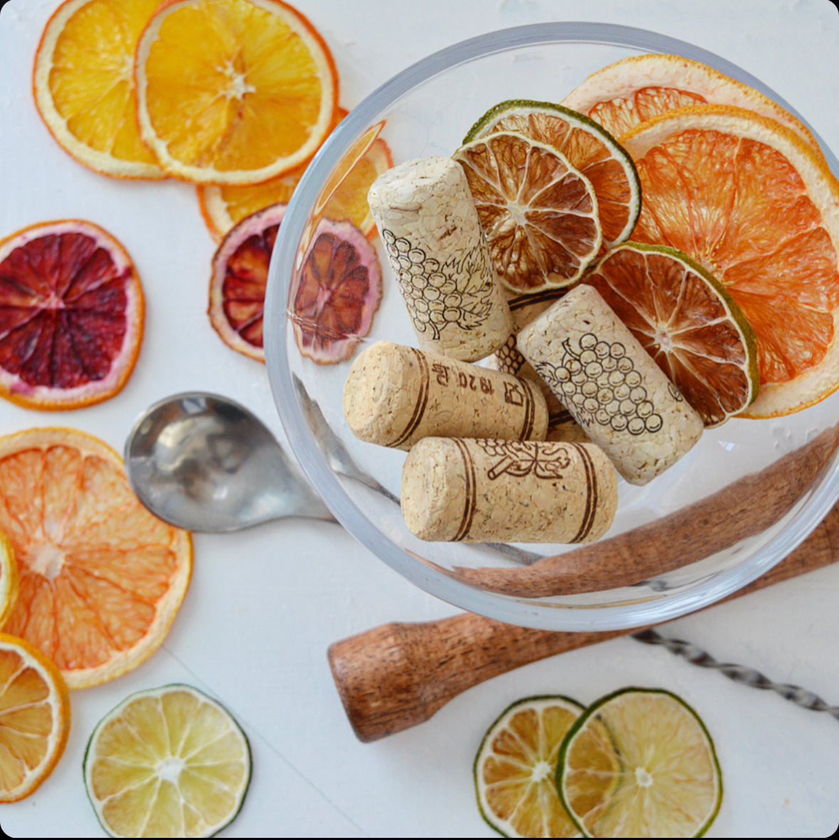 Mix of dried citrus wheel from preserved peel
