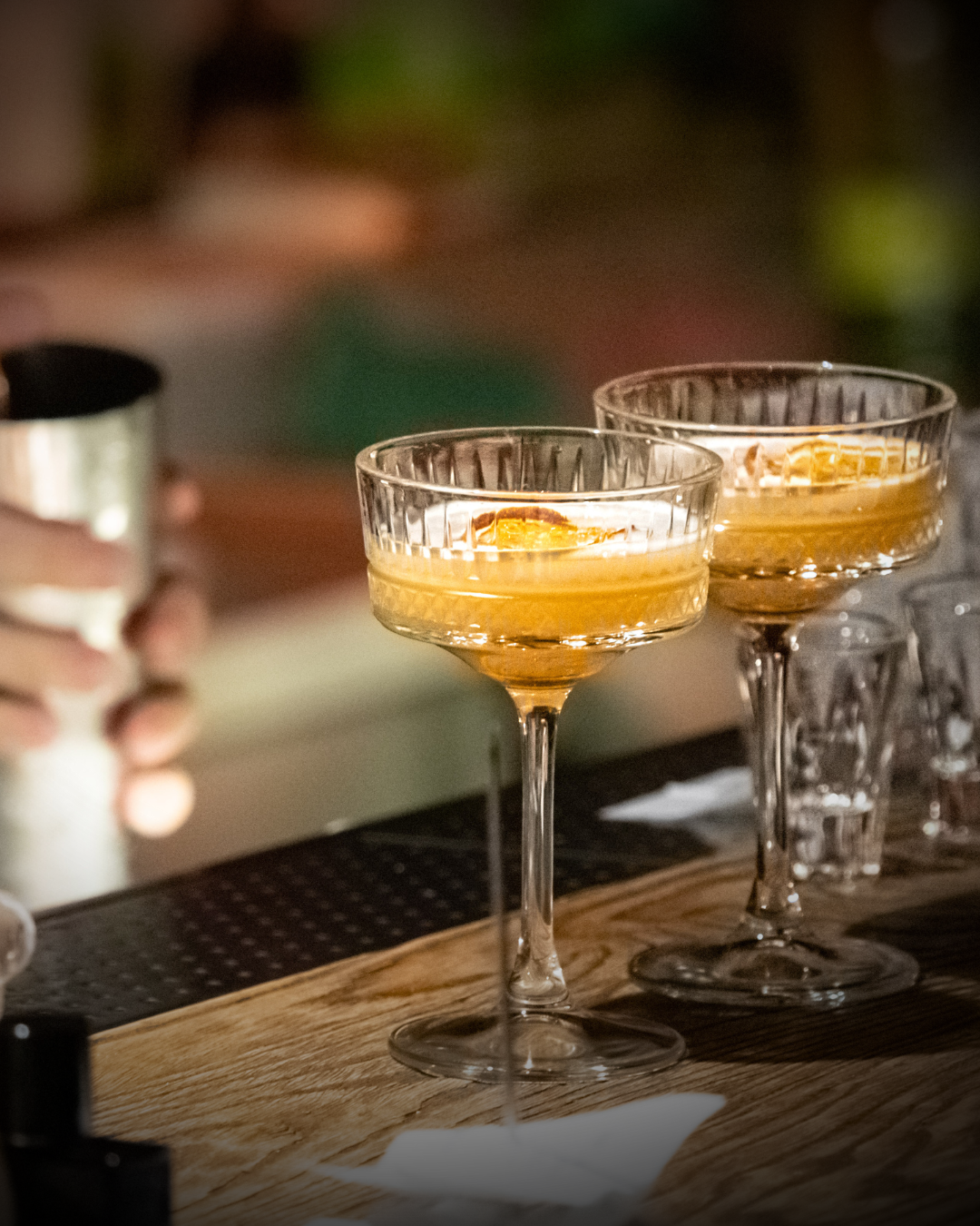 Bars with fancy cocktail and garnishments