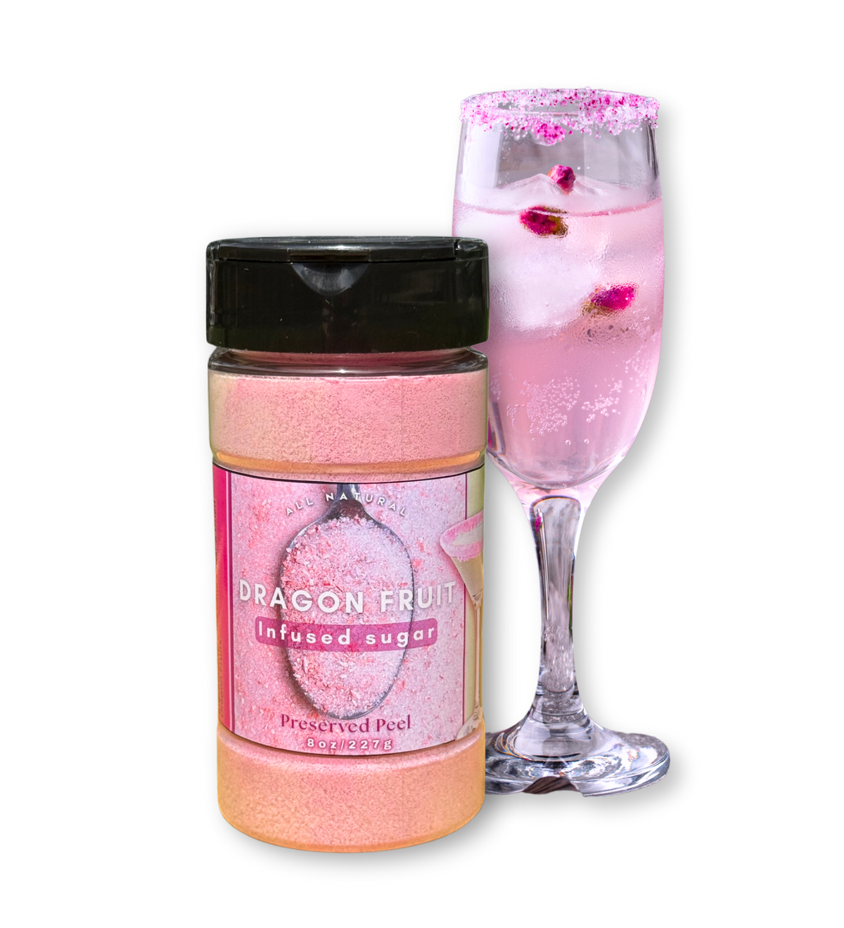 Dragon Fruit Sugar Rim – 8oz | Infused Sugar | Cocktail Rim