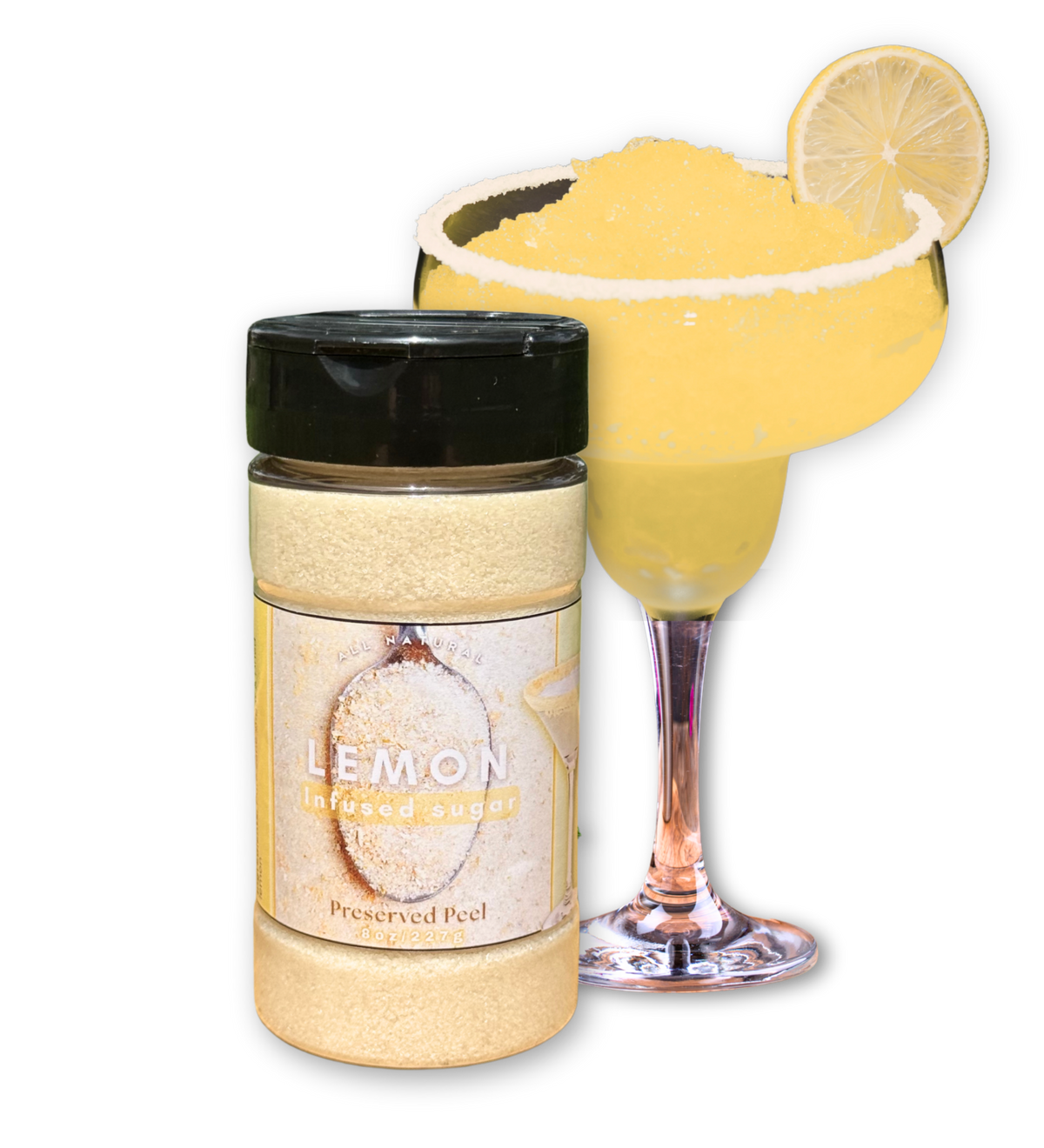 Lemon Sugar Rim – 8oz | Infused Sugar | Cocktail Rim