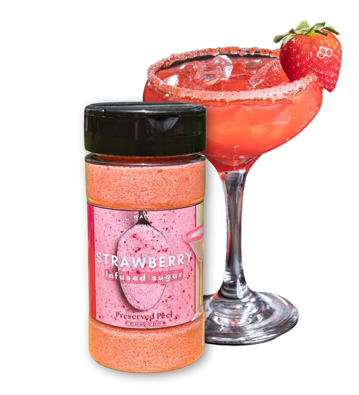 Strawberry Sugar Rim – 8oz | Infused Sugar | Cocktail Rim