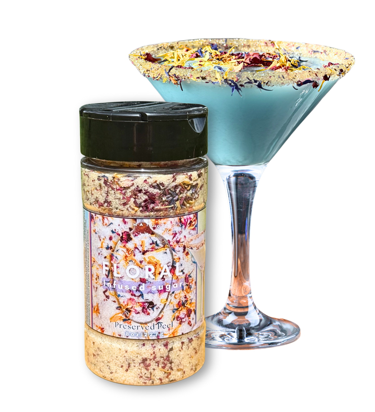 Floral Sugar Rim – 8oz | Infused Sugar | Cocktail Rim
