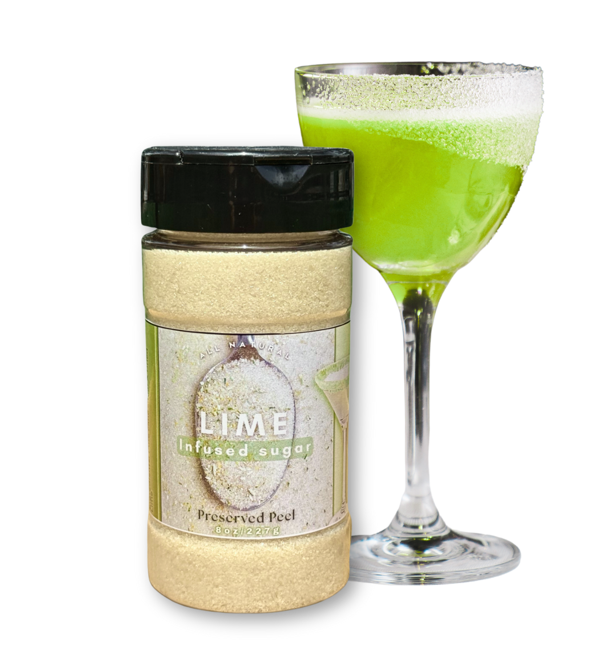 Lime Sugar Rim – 8oz | Infused Sugar | Cocktail Rim
