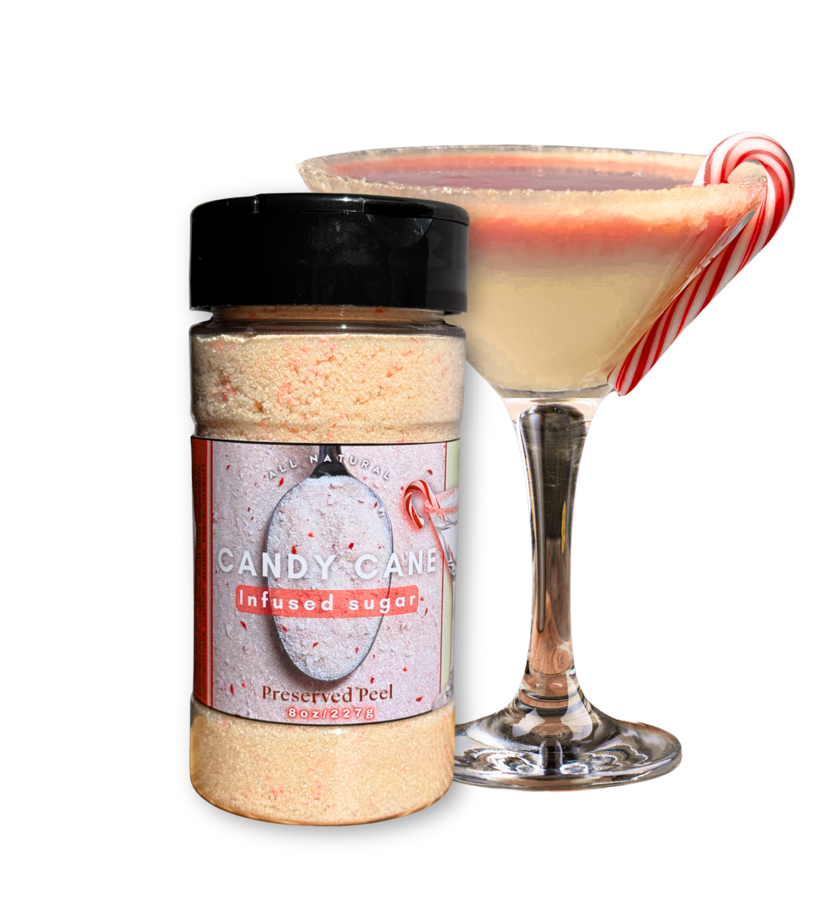 Candy Cane Sugar Rim – 8oz | Infused Sugar | Cocktail Rim