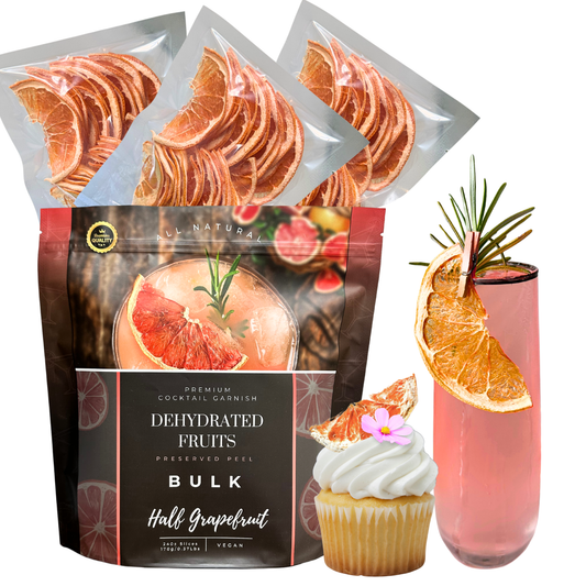 Dried Half Grapefruit Slices | BULK SIZE | 210± HALFS | Preserved Peel Premium DRIED FRUITS for Luxury Cocktail Garnishes for Bars and Home Hosts.