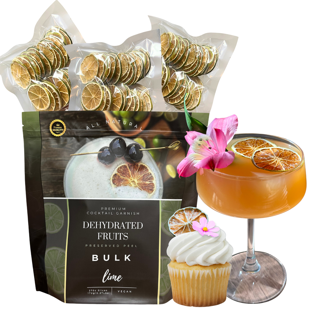 Bulk Dried Lime Slices | 270± Servings | Preserved Peel Premium DRIED FRUITS | BULK SIZE | for Luxury Cocktail Garnishes for Bars and Home Hosts.