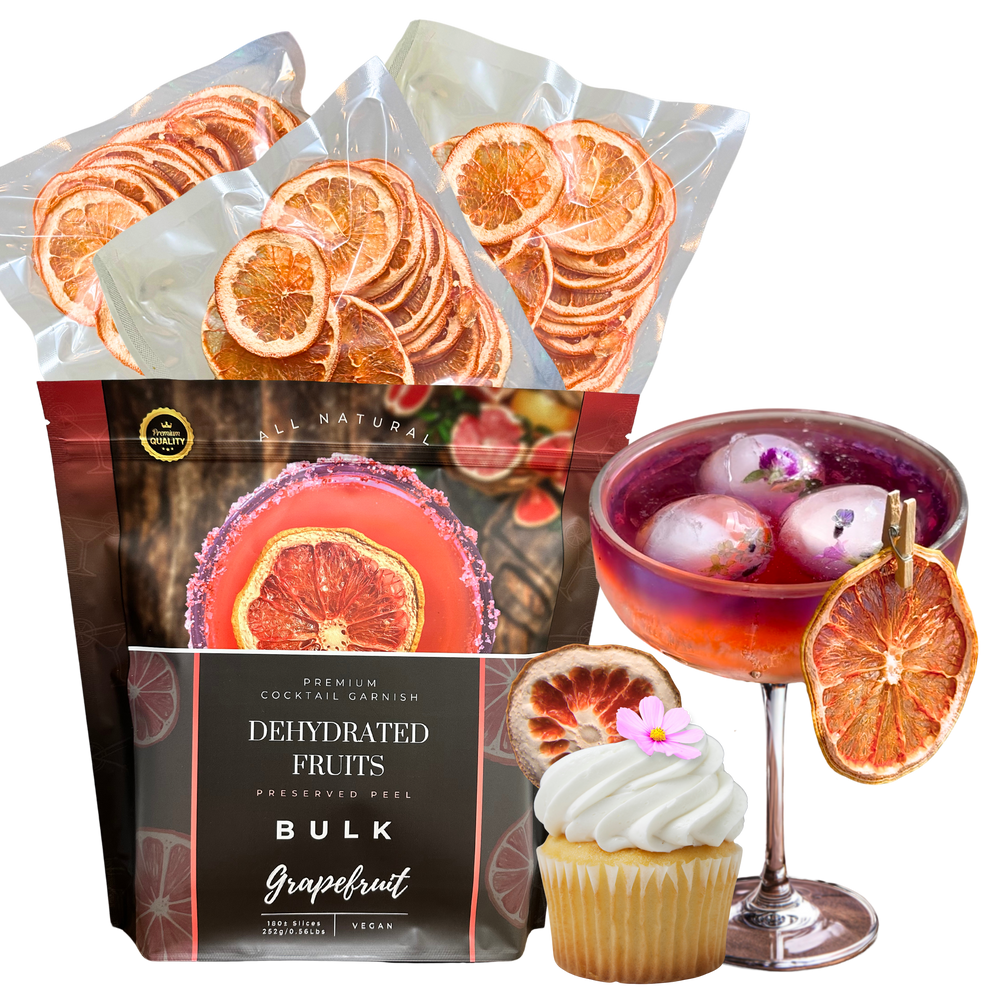 Bulk Dried Grapefruit Slices | 180± Servings | Preserved Peel Premium DRIED FRUITS | BULK SIZE | for Luxury Cocktail Garnishes for Bars & Restaurants and Party Hosts.
