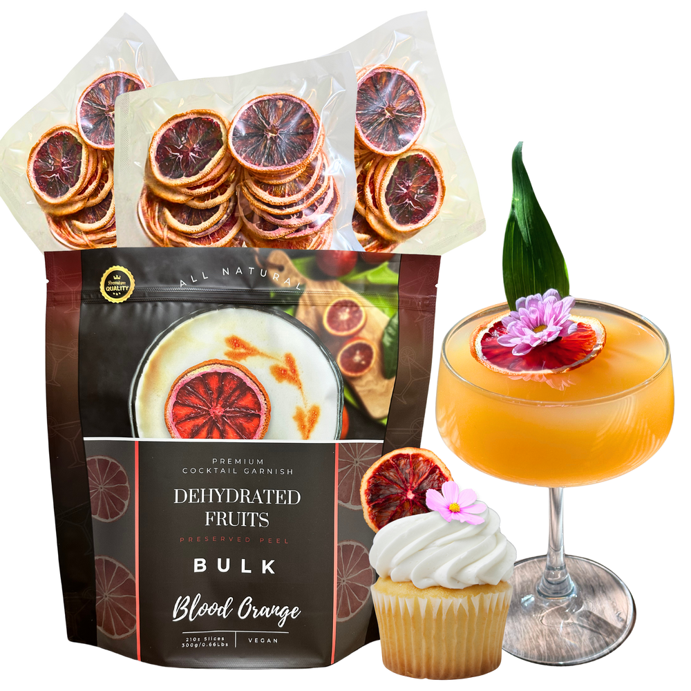 Bulk Dried Blood-Orange Slices | 210± Servings | Preserved Peel Premium DRIED FRUITS | BULK SIZE | for Luxury Cocktail Garnishes for Bars and Home Hosts.