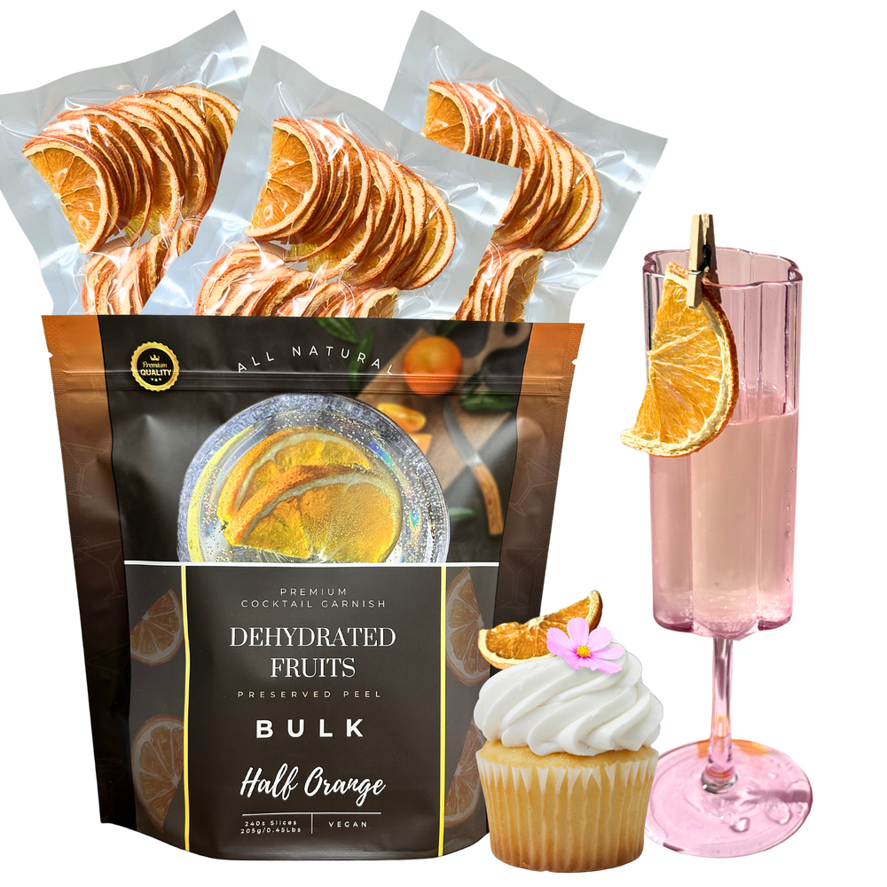 Bulk Dried Half Orange Slices (HALFS) | 240± Servings | Preserved Peel Premium DRIED FRUITS | BULK SIZE | for Luxury Cocktail Garnishes for Bars & Restaurants and Party Hosts.
