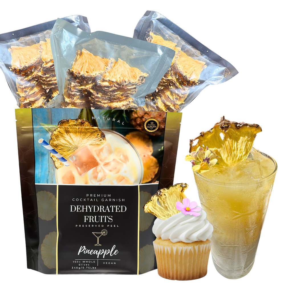 Bulk Dried Pineapple QUARTERS 1/4 | 240± Servings | Preserved Peel Premium DRIED FRUITS | BULK SIZE | for Luxury Cocktail Garnishes for Bars and Home Hosts.