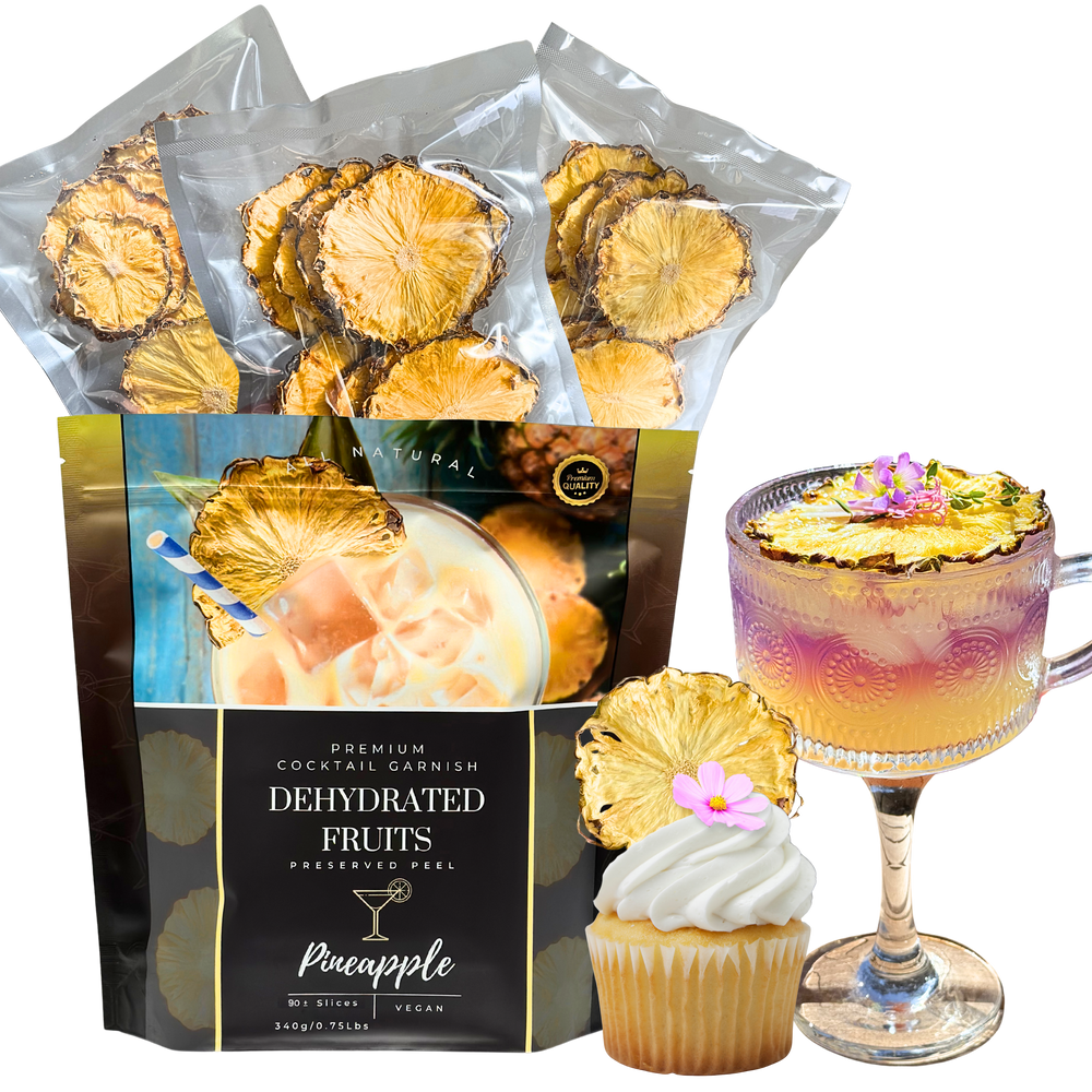 Bulk Dried Pineapple Slices WHOLE | 90± Servings | Preserved Peel Premium DRIED FRUITS | BULK SIZE | for Luxury Cocktail Garnishes for Bars and Home Hosts.
