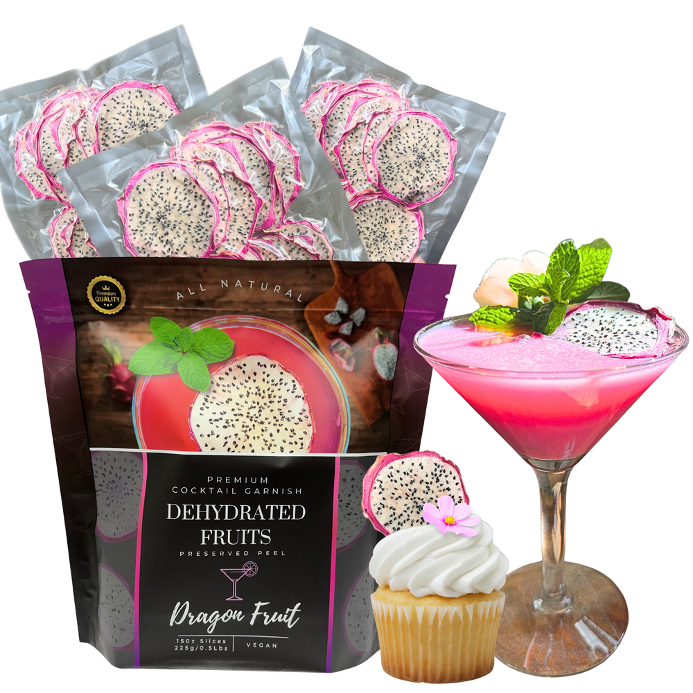 Bulk Dried Dragonfruit Slices | 150± Servings | Preserved Peel Premium DRIED FRUITS | BULK SIZE | for Luxury Cocktail Garnishes for Bars and Home Hosts.