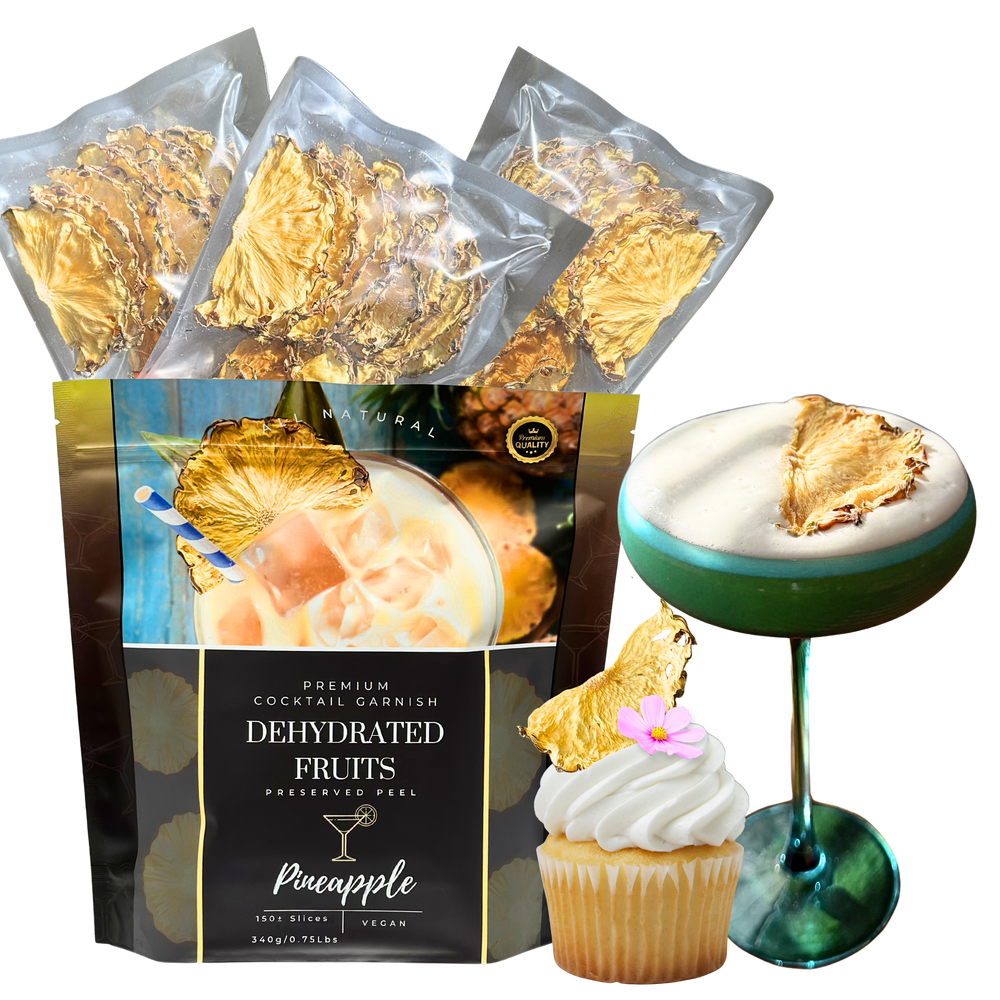Bulk Dried Pineapple Slices HALFS | 150± Servings | Preserved Peel Premium DRIED FRUITS | BULK SIZE | for Luxury Cocktail Garnishes for Bars and Home Hosts.