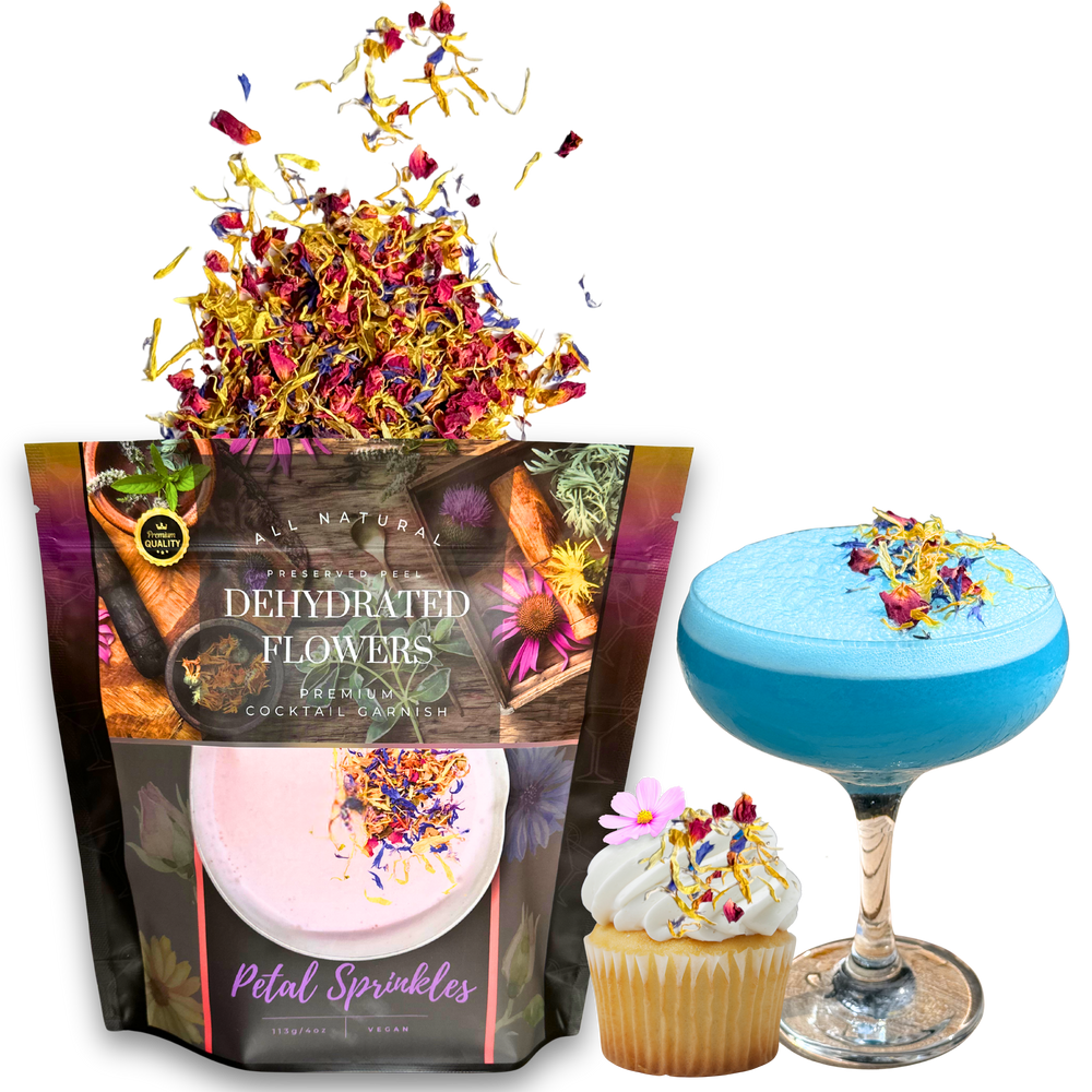 Bulk Dried Flower Mix - Petal sprinkles | 200± Servings | Pink - Yellow - Blue  EDIBLE PETALS | BULK SIZE | for Cocktail Garnish, Cake Decor & Biodegradable Wedding Confetti.
