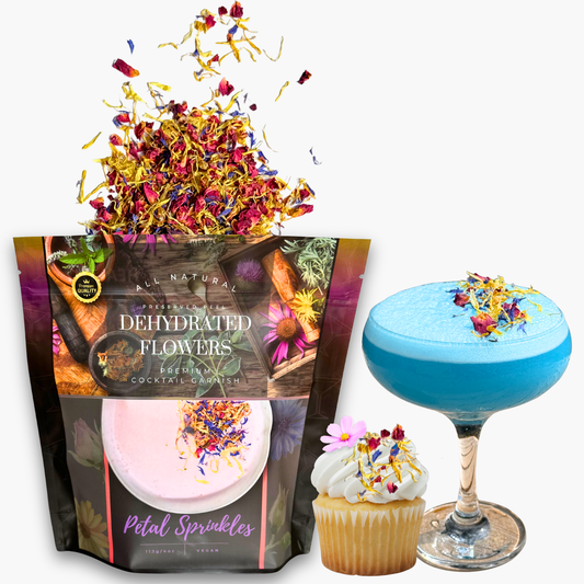 Dried Flower Mix - Petal sprinkles | 150± creations | BULK SIZE | EDIBLE PETALS for Cocktail Garnish, Cake Decor & Biodegradable Wedding Confetti.