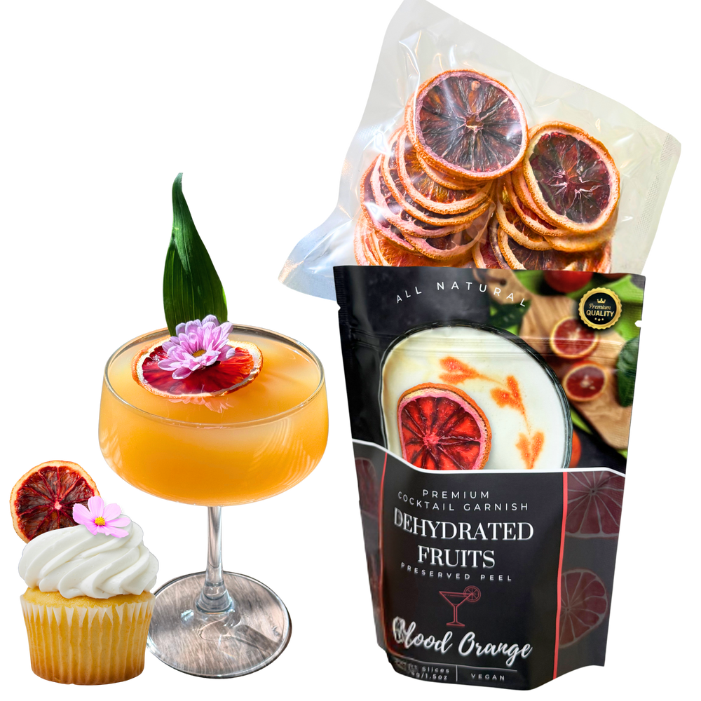 Dried Blood-Orange Slices | 30± Slices | Preserved Peel Premium DRIED FRUITS for Luxury Cocktail Garnishes for Bars and Home Hosts.