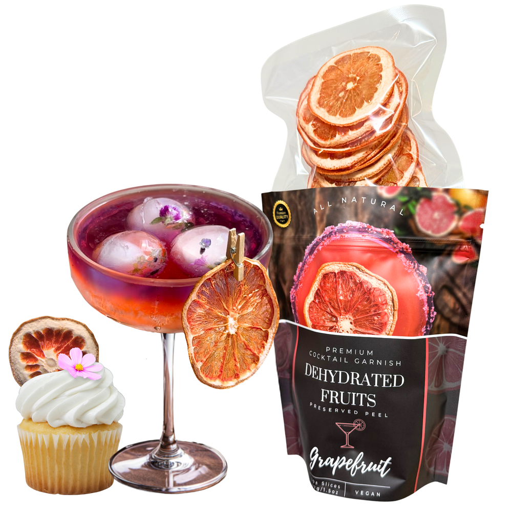Dried Grapefruit Slices | 30± Slices | Preserved Peel Premium DRIED FRUITS for Luxury Cocktail Garnishes for Bars and Home Hosts.