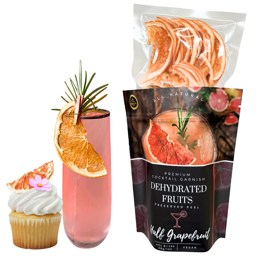 Dried Half Grapefruit Slices | 40± HALFS | Preserved Peel Premium DRIED FRUITS for Luxury Cocktail Garnishes for Bars and Home Hosts.