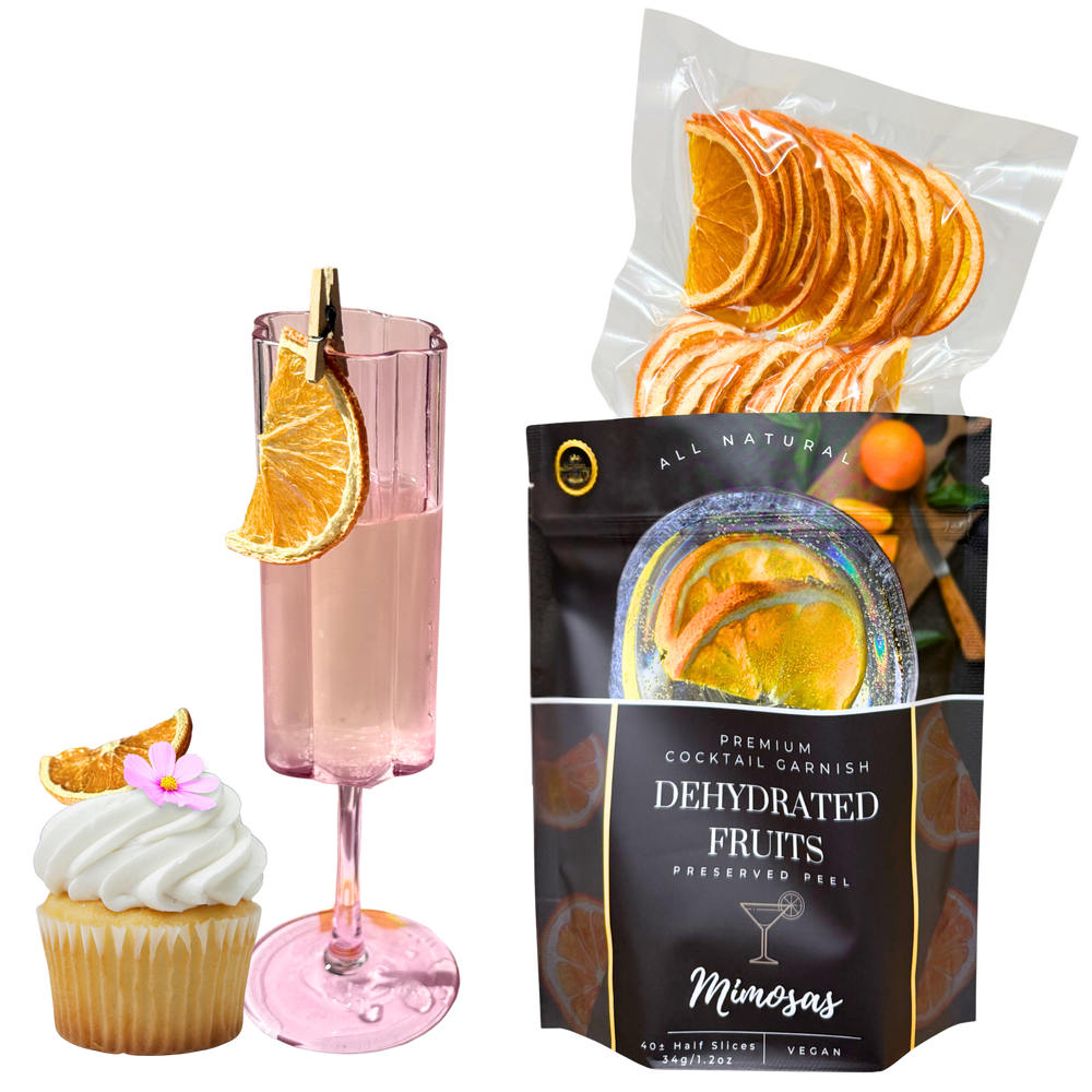 Dried Half Orange Slices | 40± Slices | MIMOSA | Preserved Peel Premium DRIED FRUITS for Luxury Cocktail Garnishes for Bars and Home Hosts.