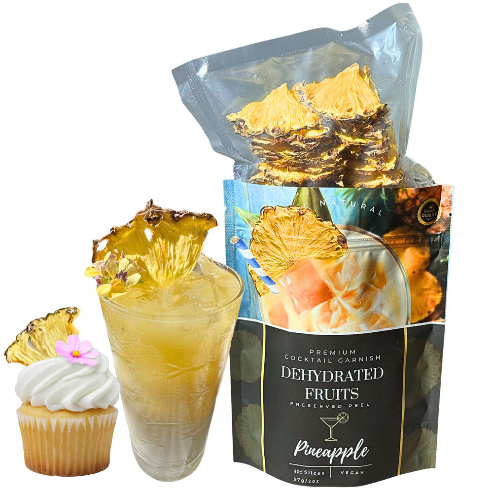 Dried Pineapple QUARTERS 1/4 | 40± Servings | Preserved Peel Premium DRIED FRUITS for Luxury Cocktail Garnishes for Bars and Home Hosts.