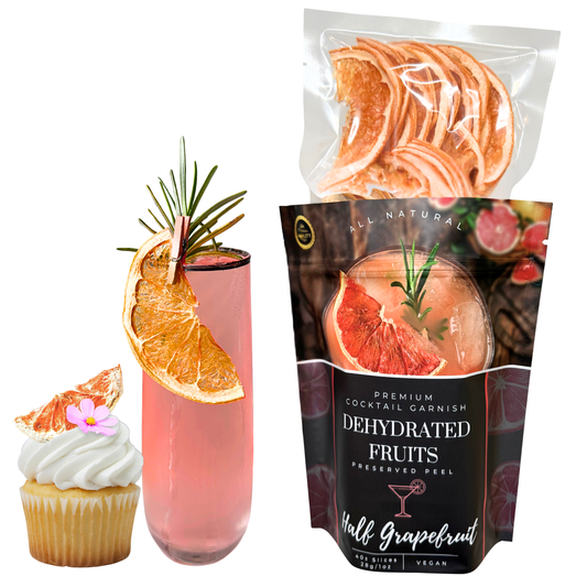 Dried Half Grapefruit Slices | 40± HALFS | Preserved Peel Premium DRIED FRUITS for Luxury Cocktail Garnishes for Bars and Home Hosts.