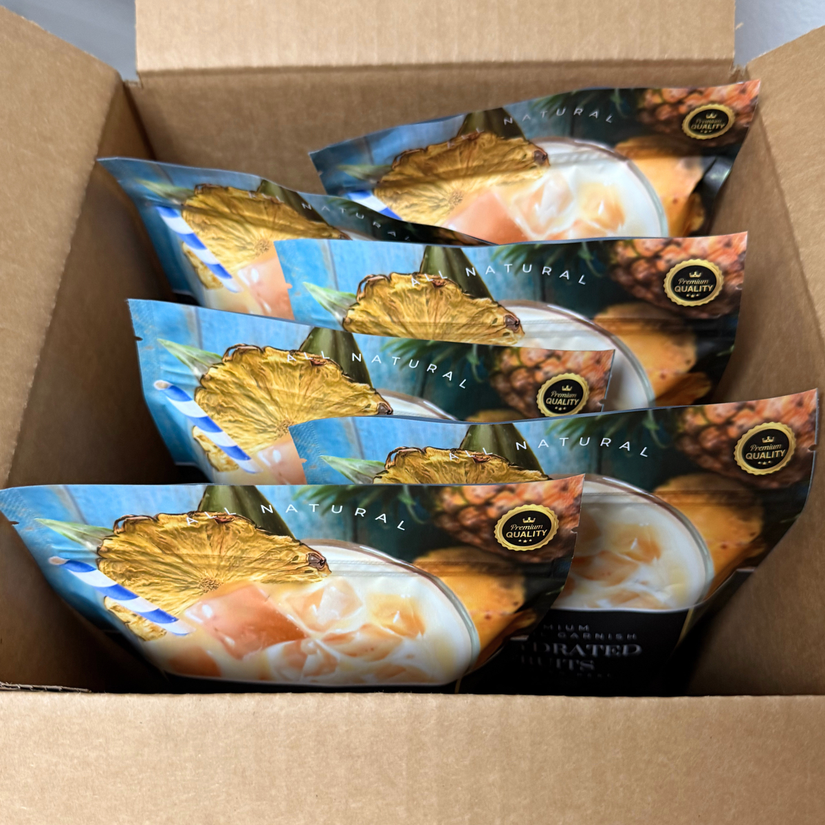 CASE⇢ Dried Pineapple QUARTERS 1/4 | 40± Servings | Preserved Peel Premium DRIED FRUITS for Luxury Cocktail Garnishes for Bars and Home Hosts.