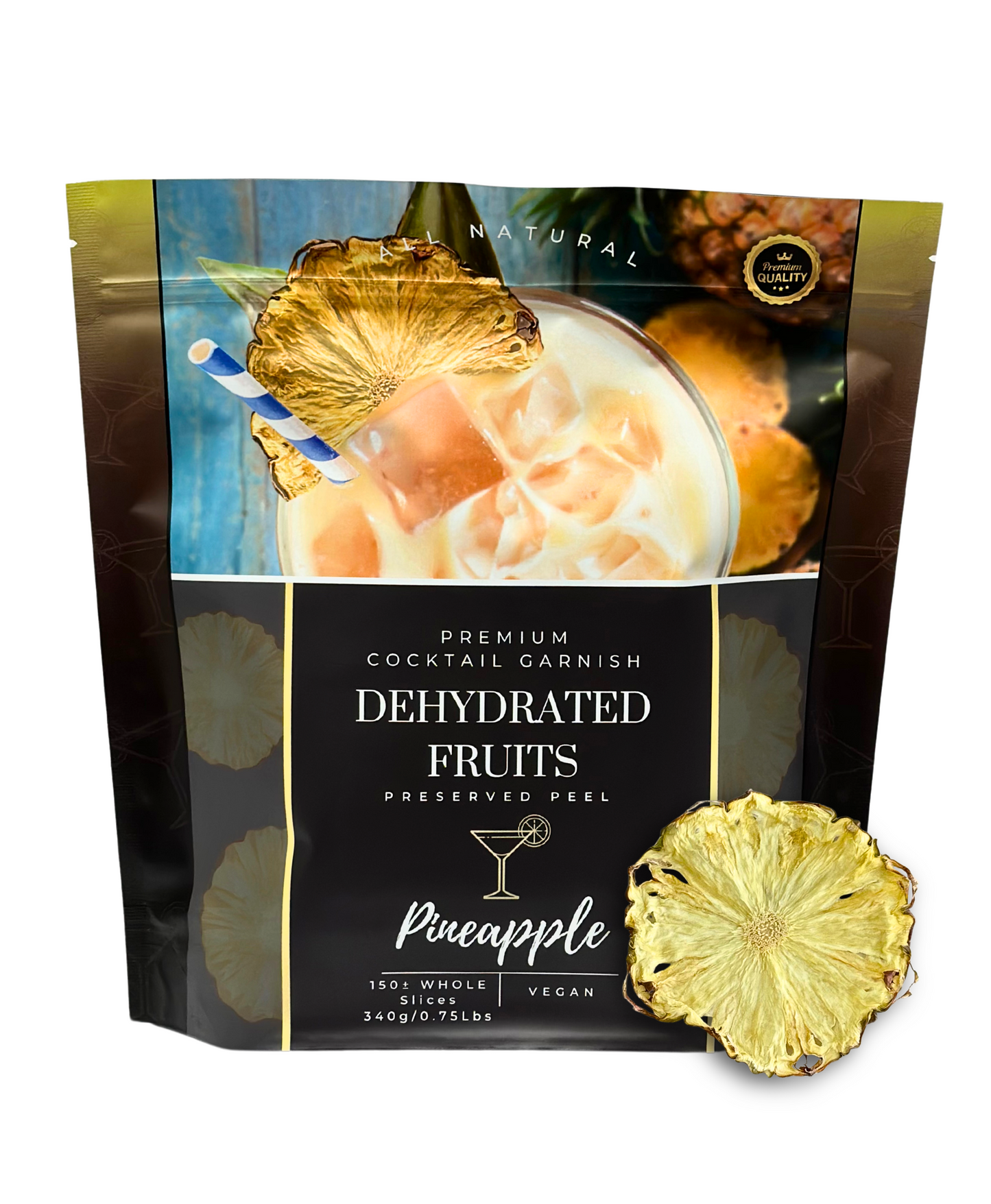 Dehydrated Whole Pineapple Slices – BULK SIZE | 150± WHOLE Slices | DRIED FRUITS for Cocktail Garnishes & More
