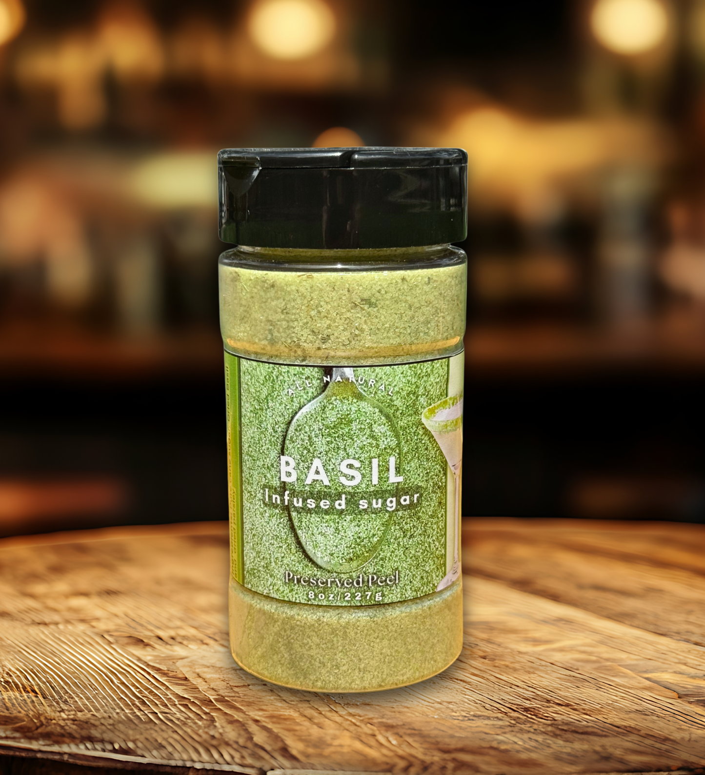 Basil Sugar Rim – 8oz | Infused Sugar | Cocktail Rim