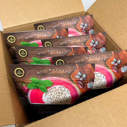 CASE⇢ Dried Dragon Fruit Slices | 30± Slices | Preserved Peel Premium DRIED FRUITS for Luxury Cocktail Garnishes for Bars and Home Hosts.