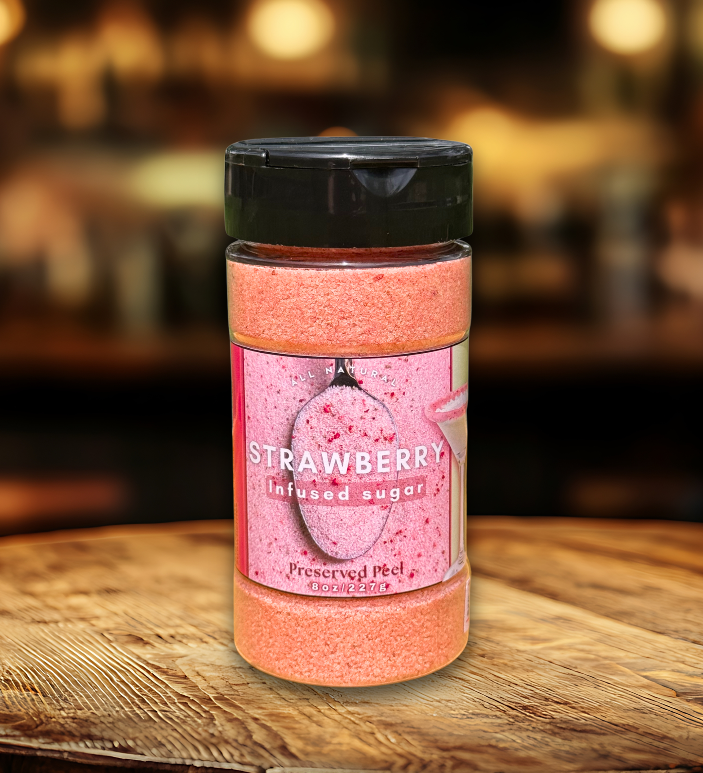 Strawberry Sugar Rim – 8oz | Infused Sugar | Cocktail Rim