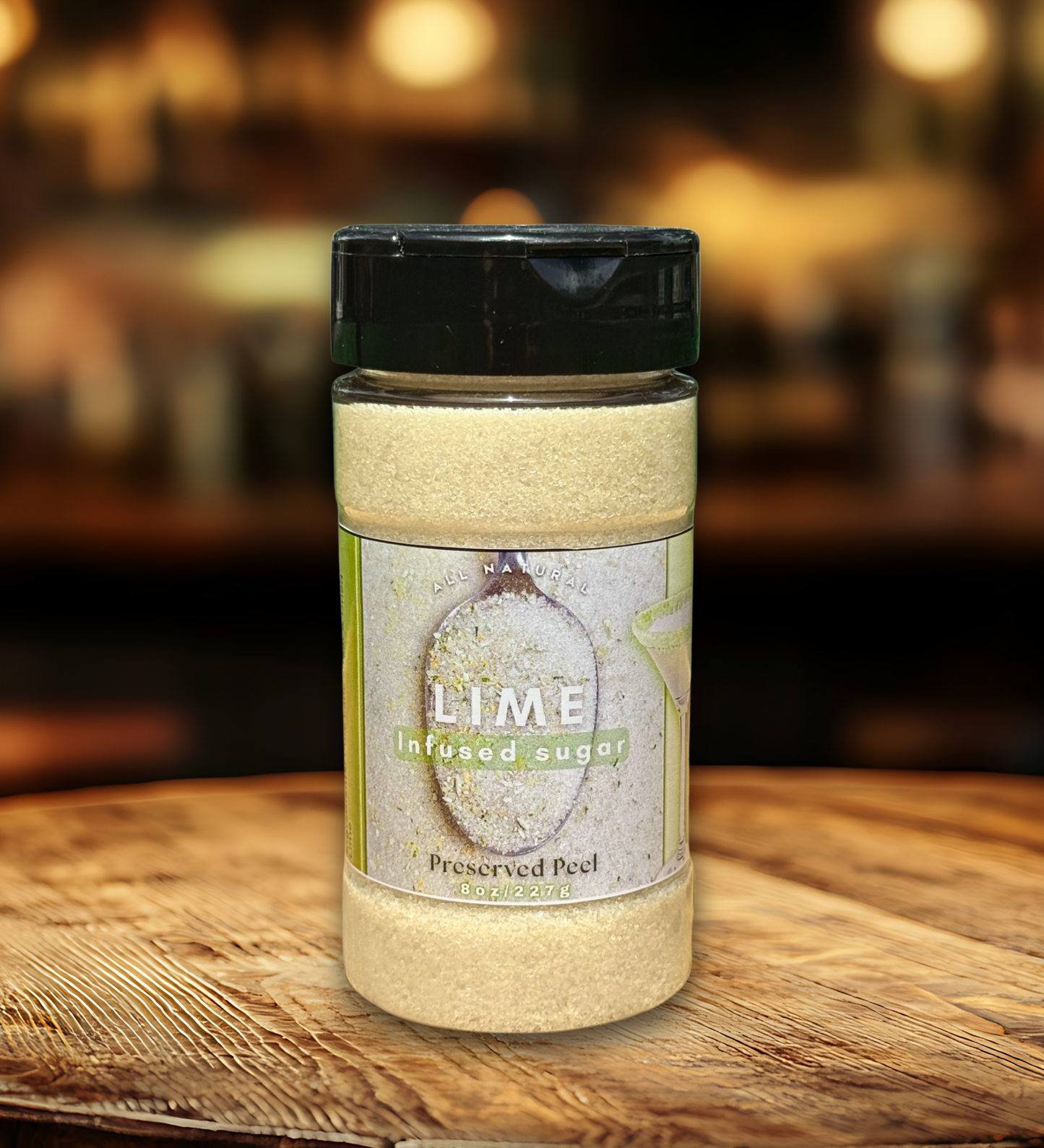 Lime Sugar Rim – 8oz | Infused Sugar | Cocktail Rim