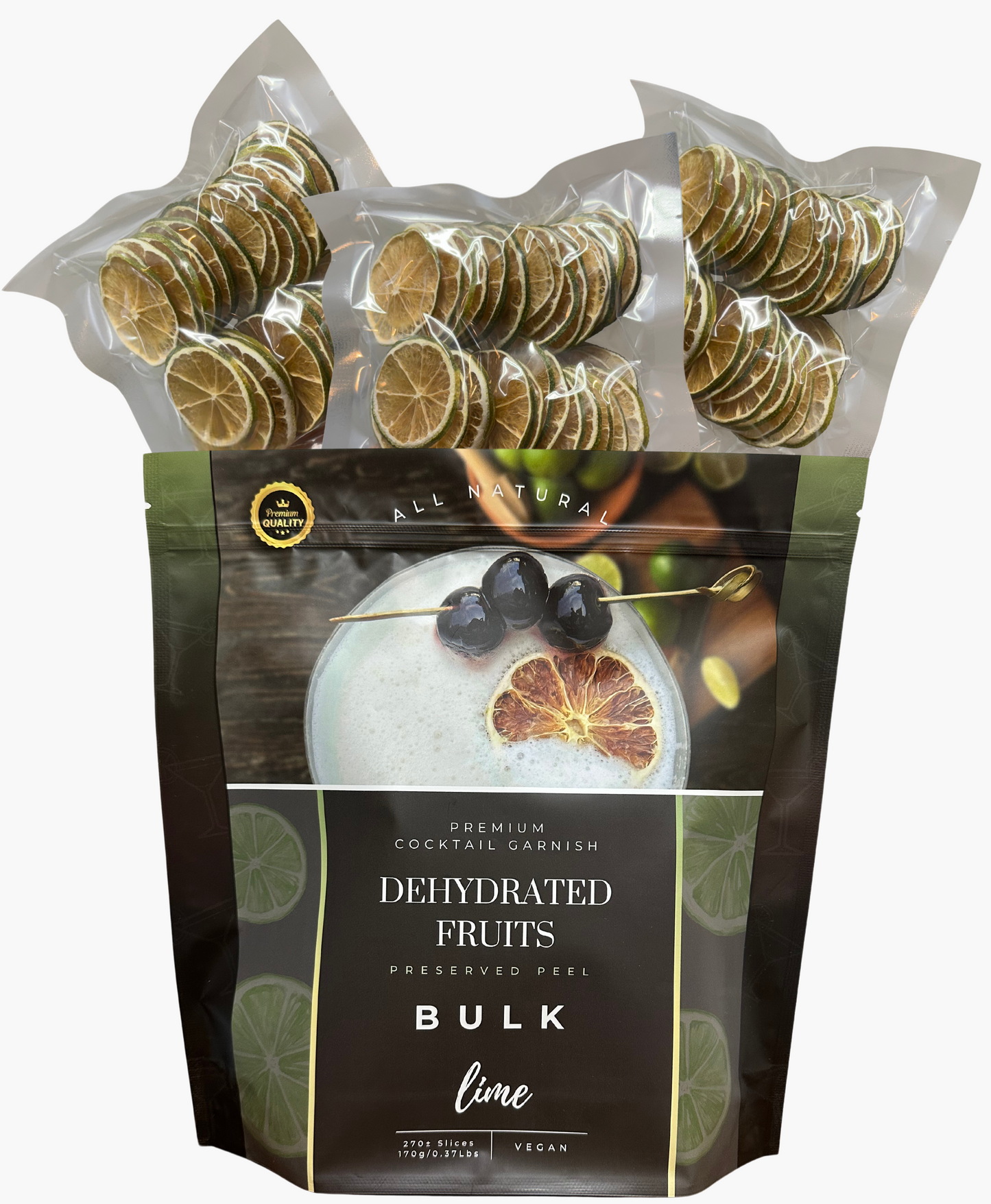 Dehydrated Lime Slices – BULK SIZE | 270± Slices | DRIED FRUITS for Cocktail Garnish & More