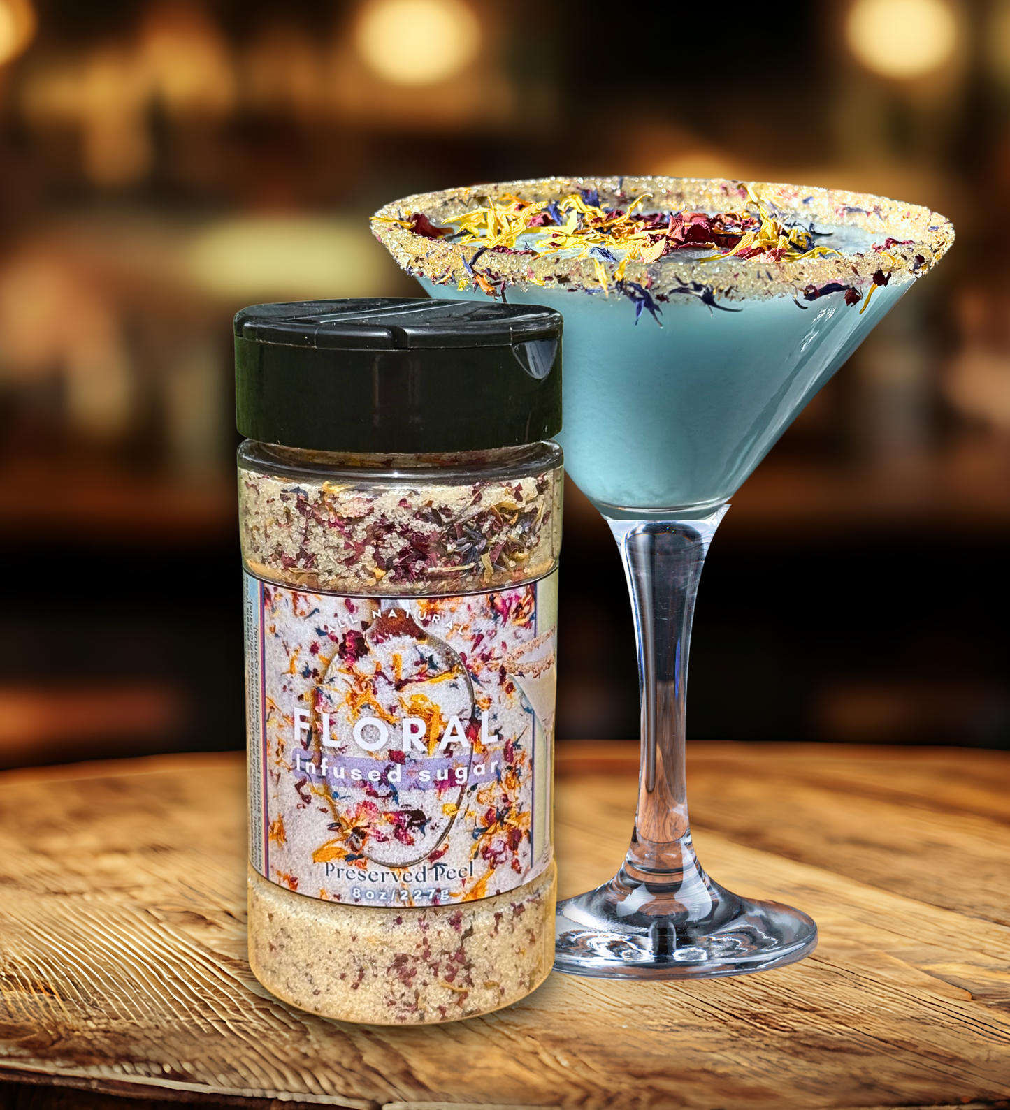 Floral Sugar Rim – 8oz | Infused Sugar | Cocktail Rim