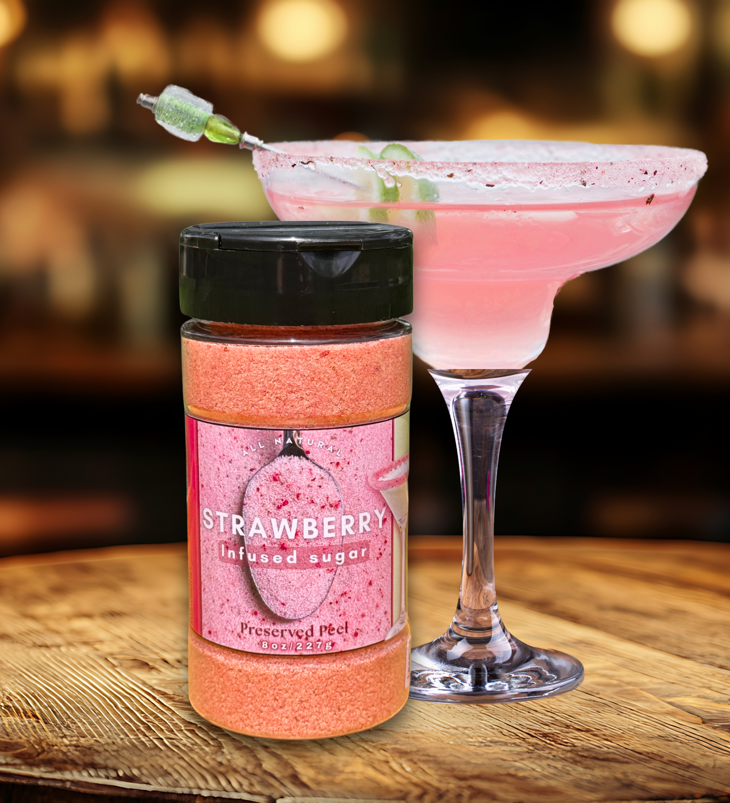 Strawberry Sugar Rim – 8oz | Infused Sugar | Cocktail Rim