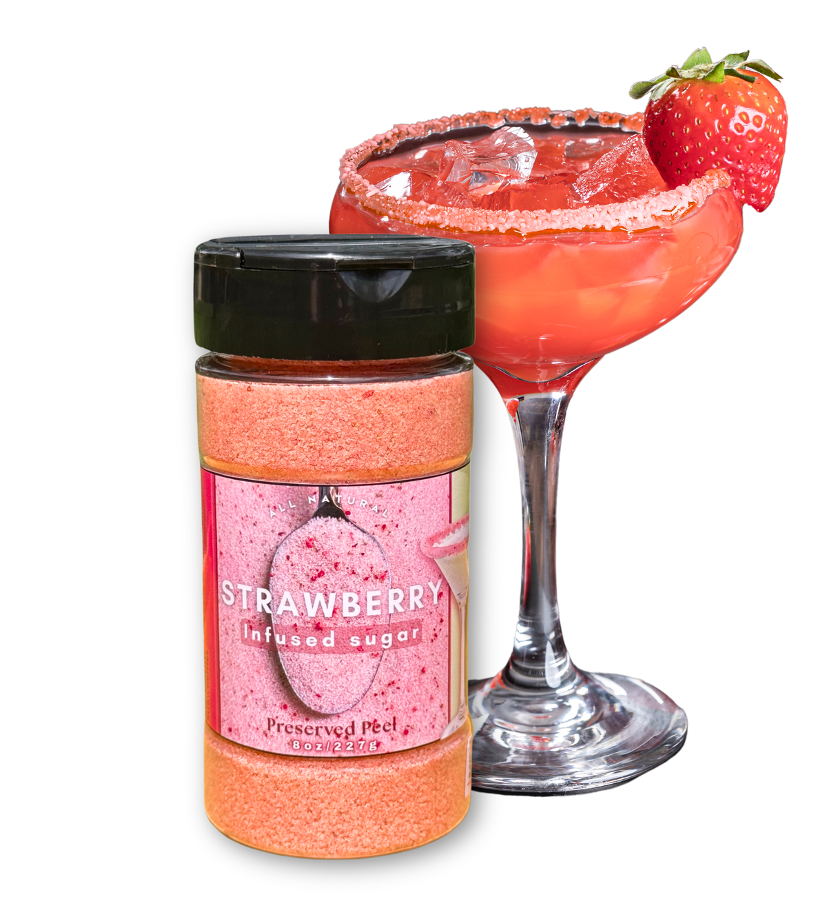 Case⇢ Strawberry Sugar Rim – 8oz | Infused Sugar | Cocktail Rim