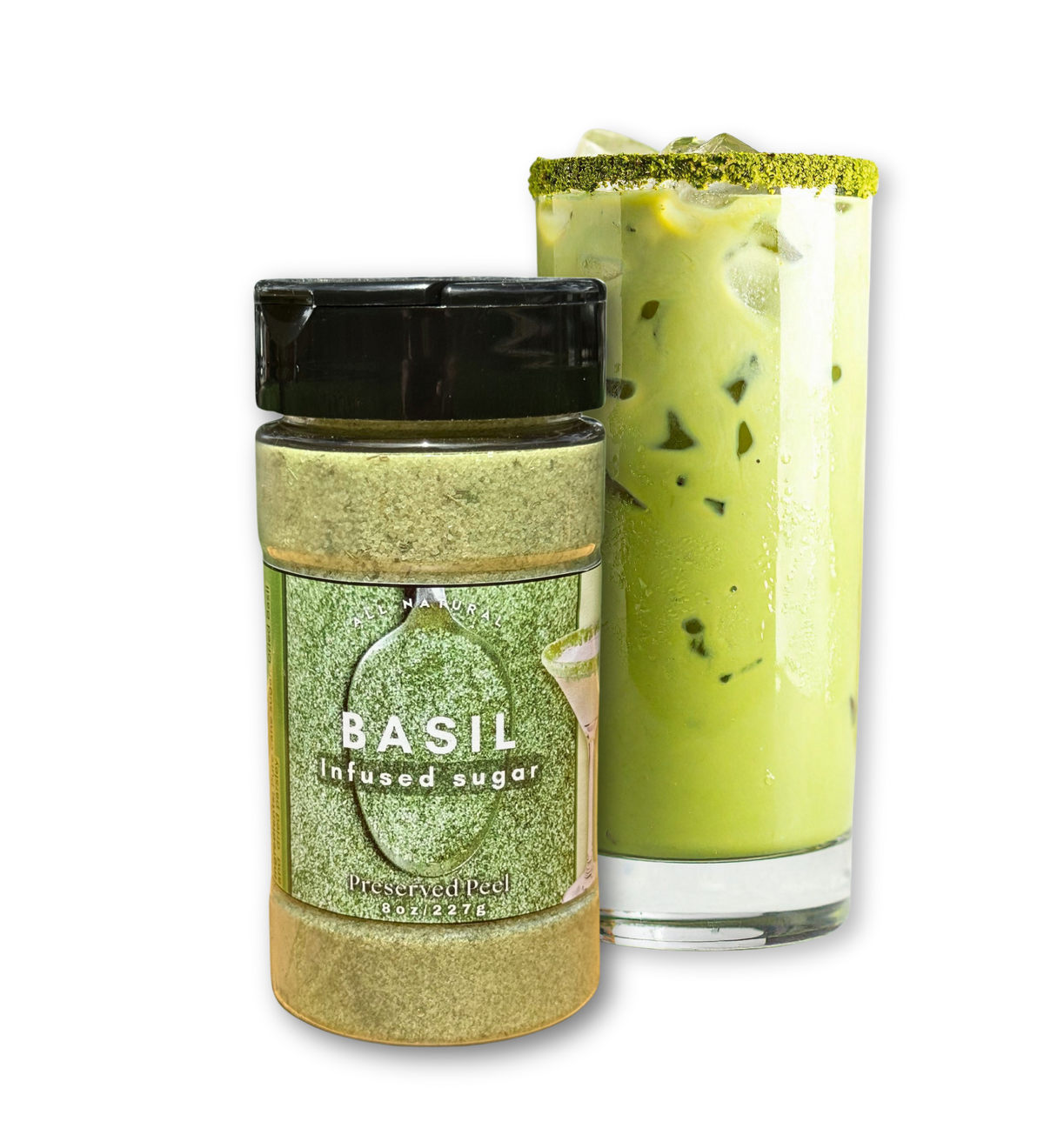 Basil Sugar Rim – 8oz | Infused Sugar | Cocktail Rim