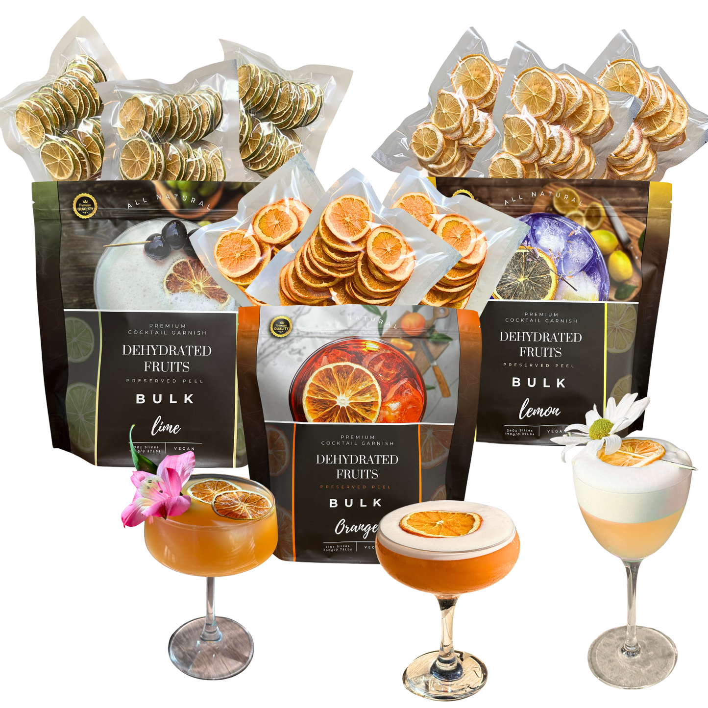 BULK 3 PACK Dried Citrus Pack ⎮720 Slices⎮10% OFF Preserved Peel Dried Citrus ⎮ Dried Fruit Garnish LIME - LEMON - GRAPEFRUIT - ORANGE
