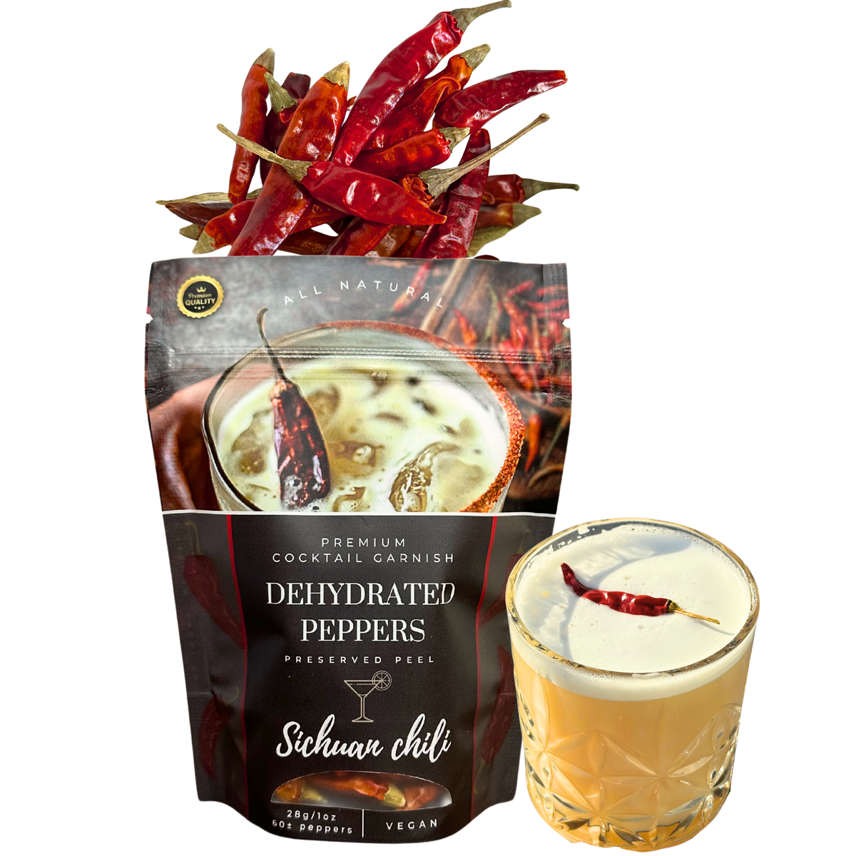 Dried Sichuan Peppers | 60± whole | Preserved Peel Premium DRIED PEPPERS for Luxury Cocktail Garnishes for Bars and Home Hosts.