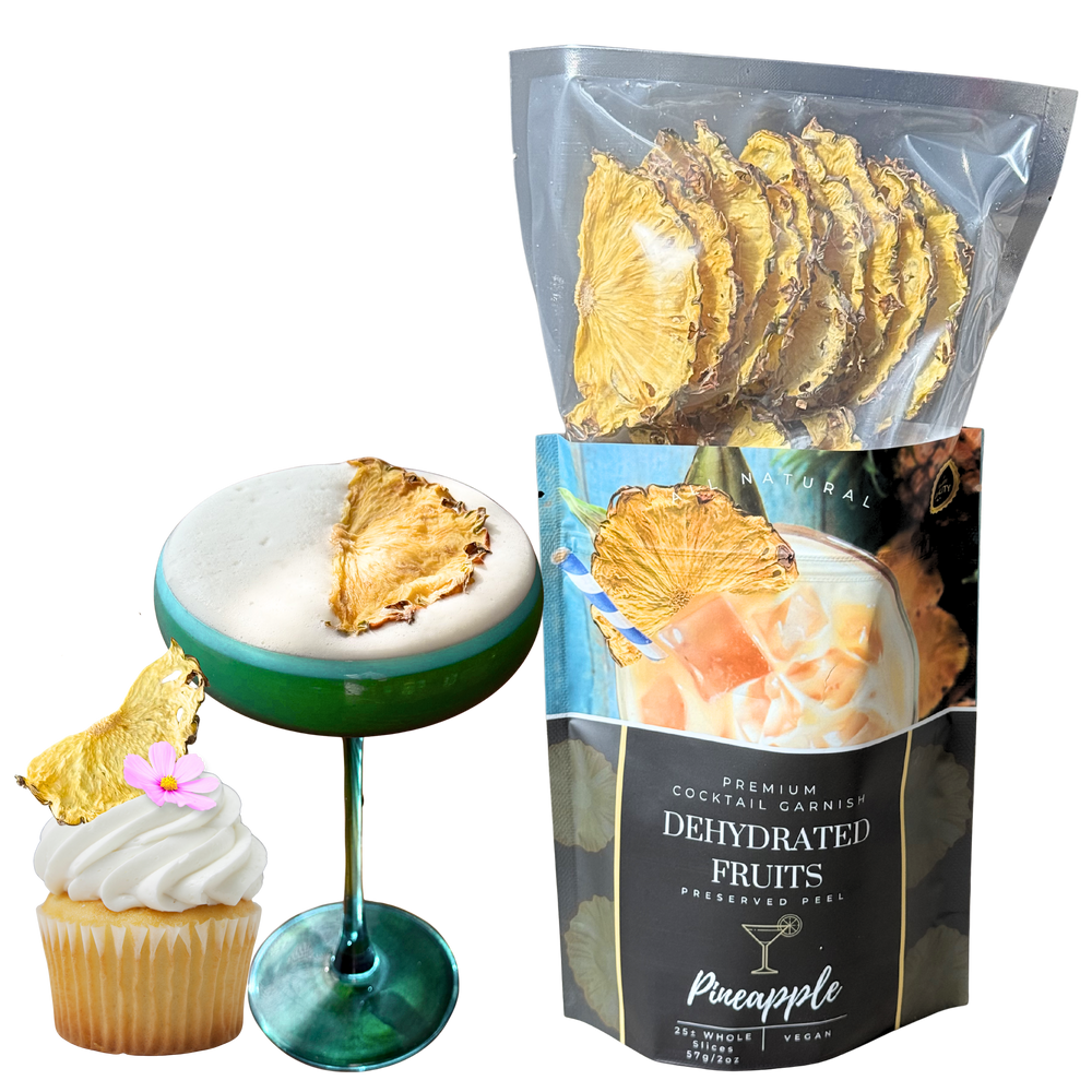 Dried Half Pineapple Slices | 25± Servings | Preserved Peel Premium DRIED FRUITS for Luxury Cocktail Garnishes for Bars and Home Hosts.