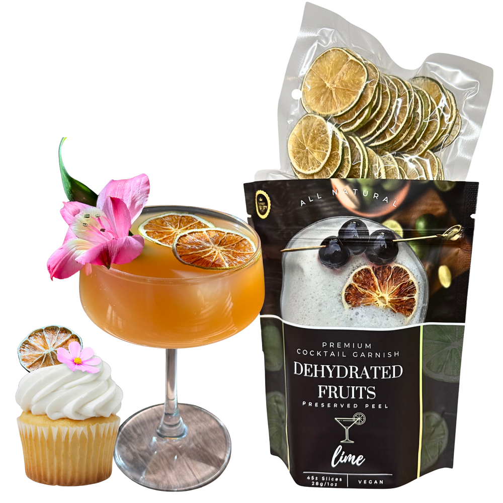 Dried Lime Slices | 45± Slices | Preserved Peel Premium DRIED FRUITS for Luxury Cocktail Garnishes for Bars and Home Hosts.