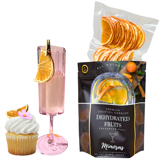 Dried Half Orange Slices | 40± Slices | MIMOSA | Preserved Peel Premium DRIED FRUITS for Luxury Cocktail Garnishes for Bars and Home Hosts.