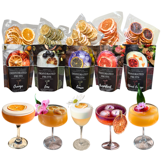 Dried Citrus Collection - SAVE 18%⎮ 5 PACK Dehydrated Garnish⎮ LIME - LEMON - ORANGE - GRAPEFRUIT -BLOOD-ORANGE⎮ PREMIUM COCKTAIL GARNISHES