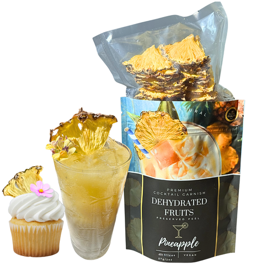 Dried Pineapple QUARTERS 1/4 | 40± Servings | Preserved Peel Premium DRIED FRUITS for Luxury Cocktail Garnishes for Bars and Home Hosts.