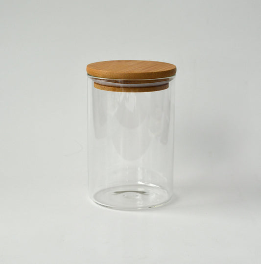 EMPTY SMALL Glass Jars with Bamboo lid. 15oz